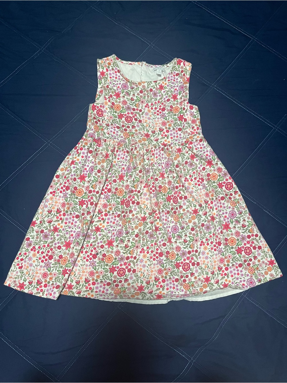 Girls Sleeveless Floral Cotton Dress in Pink and Green